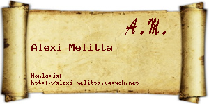 Alexi Melitta névjegykártya